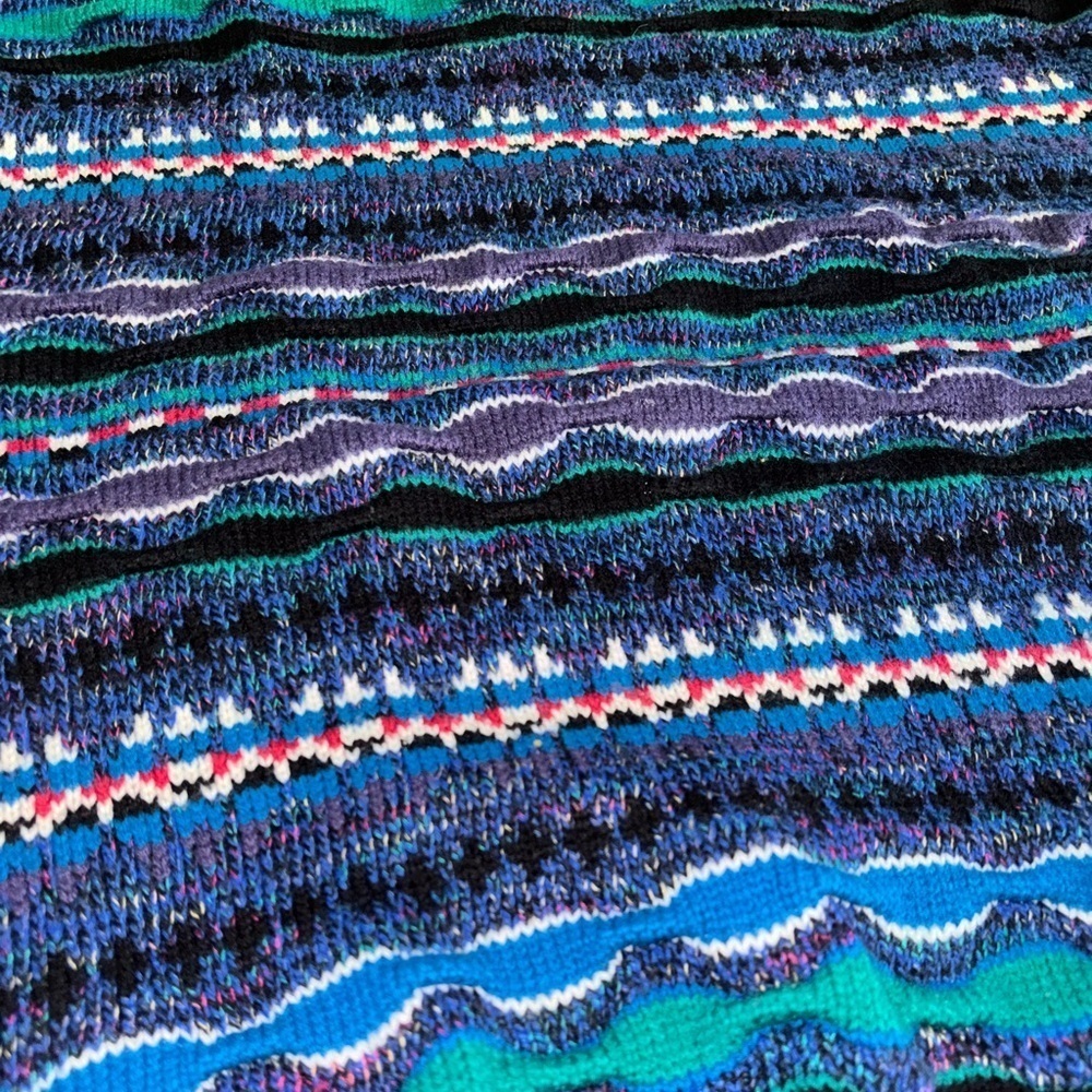 Expressions International Coogi Style Knit Sweater Mens M Blue Multi 3D Textured - Picture 10 of 10